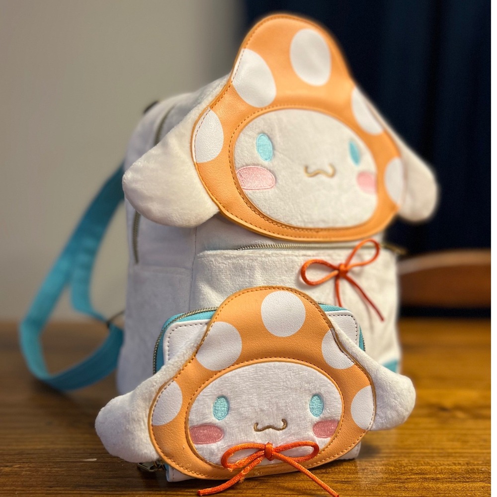 Sanrio Loungefly Set of 2 Cinnamoroll Mushroom Mini Backpack and Wallet Preowned